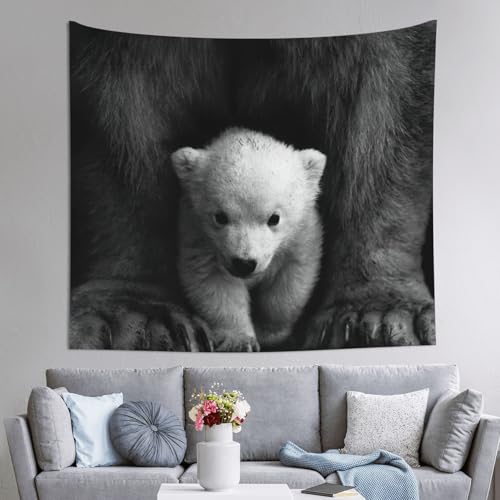 Tapiz para colgar en la pared JEJEA de 152 x 130 cm con diseño de oso polar grande