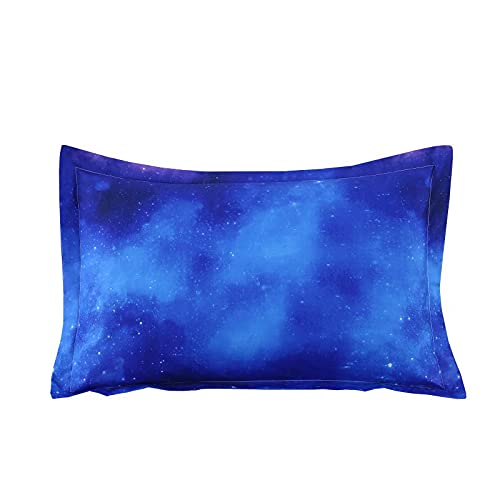 Sdiii 4Pcs Blue Galaxy Bedding Collection Twin Size Out Space Bedding Sheet Set With Flat & Fitted Sheet, Pillowcase For Boys, Girls And Kids #TOP4