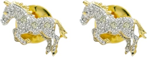 Image of Set of 2 Brooch Lapel Pins With Rhinestones