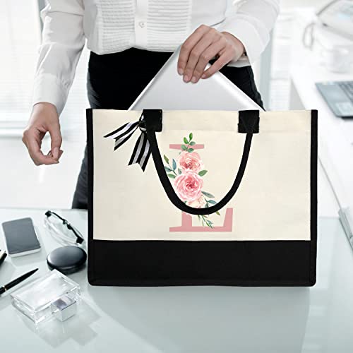 Initial Canvas Tote Bag for Women, Beach Bag with Inner Zipper Pocket Personalized Gifts for Wedding, Birthday3