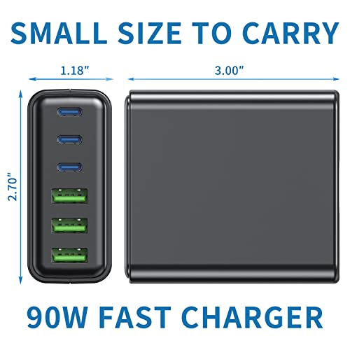 Usb C Fast Charger, Sacrack 100W Gan Compact 6 Port Usb C Charging Station, Portable Usb C Wall Charger Adapter 3 Usb C And 3 Qc Usb A For All Ipad Iphone 14 13 12 11 Pro Max Pixel Note Galaxy #TOP3