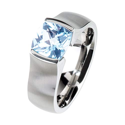 Preisvergleich Produktbild Ernstes Design Ring R401TIC Topas blau Edelstahl mattiert 8 mm