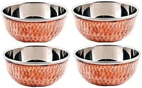 Castel Royale Copper Serving Tableware Steel Copper Bowl (katori) Copper Katori Utensils Serving Tableware Steel Copper Bowl Katori Mother's day Present Gift 3 inch (2)