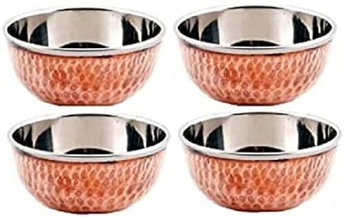 Castel Royale Copper Serving Tableware Steel Copper Bowl (Katori) Copper Katori Utensils Serving Tableware Steel Copper Bowl Katori Mother's Day Present Gift 3 Inch (2) #TOP2