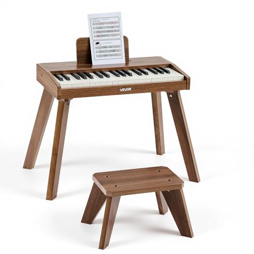VEVOR Clavier Piano Électronique Enfant 37 Touches Piano Électronique Bois Mini Jouet Musical Éducatif pour Tout-petits Garçons Filles, avec Banc, Double...