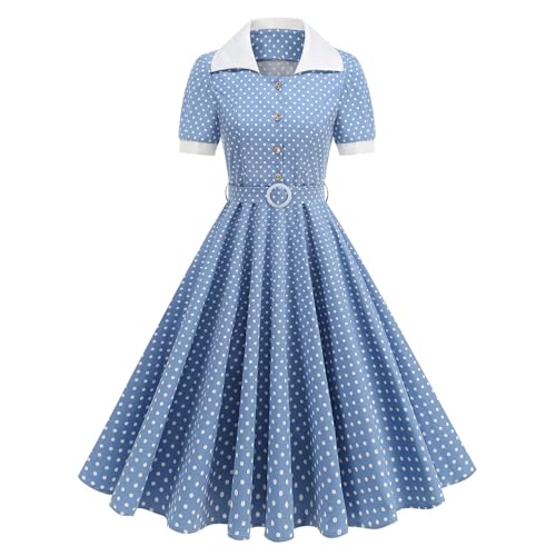 Robe décolleté en cœur style guinguette rétro avec ceinture midi - 2