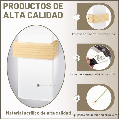 Apliques de pared interior LED 6500K iluminación indirecta madera 2 uds 2