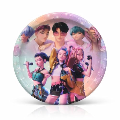 Image of Wanna Party Korean Pop Band Theme Paper Plates for Birthday Decoration Items for Girls | Pack of 8 Party Plates for Kids & Teens Celebration