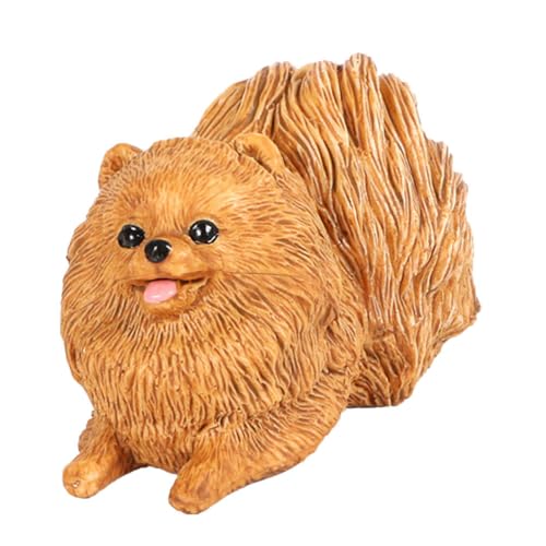 BESPORTBLE Pomeranian Miniature Dog Figurine Light Brown Plastic Model for Home Decor, Fairy Garden, Cake Topper, Dollhouse, Photography Prop