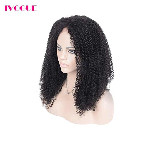 Virgin Mongolian Afro Kinky Curly Lace Wigs Glueless Lace Front Human Hair Wigs Free Part Human Hair Full Lace Wigs for Black Women (16inch, lace front wig)