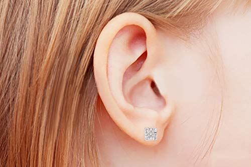 Baguette Diamond Cluster Stud Earrings In 10K White Gold (0.80 Carat) Gift Ready Jewelry #TOP1
