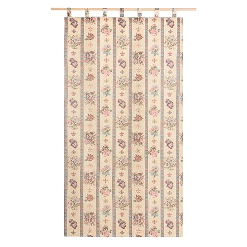 Lanovenanube Cortina alpujarreña con Trabillas Flores Nº44 de 140x260 cm, Tejido Jacquard, de fácil Mantenimiento y Resistente. Confeccionada con Trabillas. Diseño rústico. Cortina de Puerta Exterior