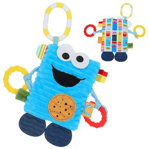 Image of Kids Preferred Sesame Street Cookie Monster Tug & Tag Plush Sensory Toy for Newborns