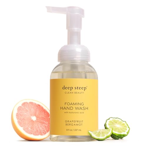 Deep Steep Foaming Hand Wash, Grapefruit Bergamot, 8 oz – Gentle Cleanser with Aloe, Argan Oil, Shea Butter & Hyaluronic Acid – Vegan, Clean Beauty, Soft & Hydrated Hands