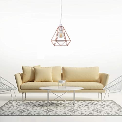 Giggi Rose Gold Cage Metal Basket Ceiling Light Shade, Wrought Iron Ceiling Fitting Light & Industrial Style Ring Light for Indoor and Metal Basket Pendant Light Shade with lamp Shade Reducer Ring