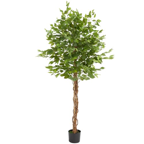 TecTake® Ficus Artificial, Planta Artificial Grande y Realista, Plantas Artificiales Grandes, Decoración Hogar y Oficina, Arbol Artificial con Hojas Detalladas, Decoración Salon - 180 cm de Alto