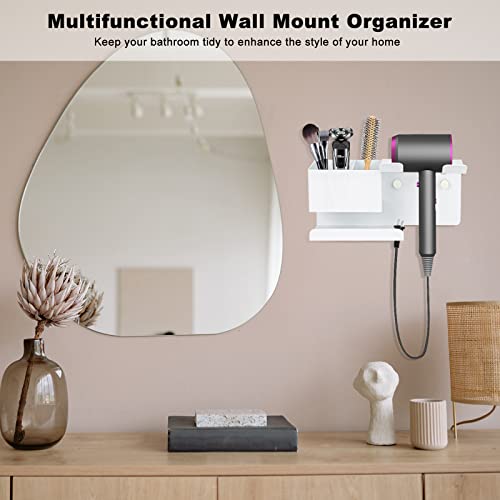 Hair Dryer Holder Wall Mounted, Shaidojio Blow Dryer Holder For Bathroom, Aluminum Alloy Hair Dryer Rack, Muti-Function Hair Tool Organizer With Plug Hook (Black) #TOP6