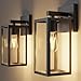 Kalium Porch Lights Outdoor Wall Light Fixture 2pcs, Matte Black, Wall Sconce 12.4 in, Toughened Frame, Clear Glass Shade, Waterproof Lanterns, for Patio, Exterior, Front, Door, Entryway