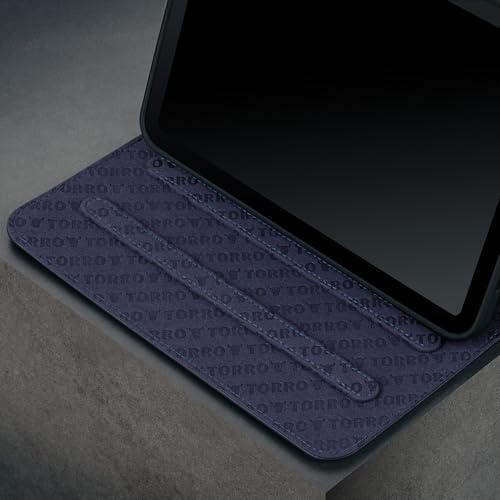 TORRO Etui kompatybilne z iPad Mini 7/6 – etui z prawdziwej skóry na iPada Mini 7/6 generacji (2024/2021) z funkcją podstawki, łącznością z Apple Pencil i funkcją wybudzania i spania (granatowe)