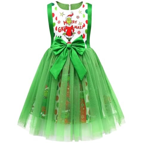 FUNTEKS Kids Girls Princess Dress Sleeveless Cartoon Casual Dress Christmas Party Dress 3-10 Years Cover