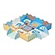 Relaxdays Puzzlematte mit Zahlen, 34-TLG. Spielmatte mit Rand, schadstofffrei, abwaschbar, Schaumstoff, Babymatte, bunt, 1 x 30 x 30 cm, Blau, Gelb, Weiß