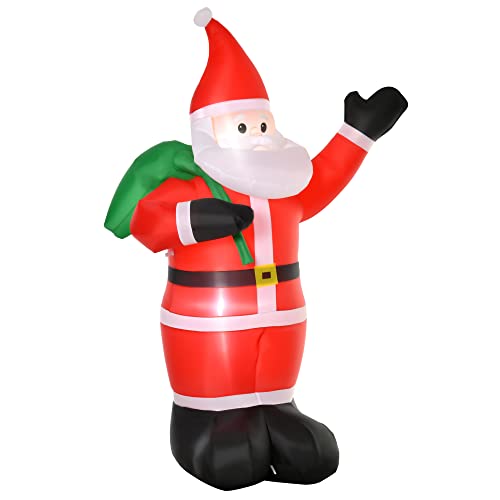 HOMCOM 8ft Christmas Inflatable Santa Holiday Yard Decoration with LED Lights, Indoor Outdoor Lawn Blow Up Decor HOMCOM 8ft Christmas Inflatable Santa Holiday Yard Decoration with LED Lights, Indoor Outdoor Lawn Blow Up Decor