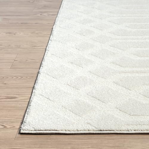 Tapete Abani Cozy Cream 8' x 10' con diseño geométrico miniatura 6
