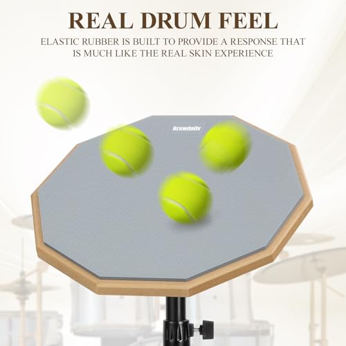 image for GrowDaily Drum Practice Pad Snare Drum Stand Set 12 In With Double Sid