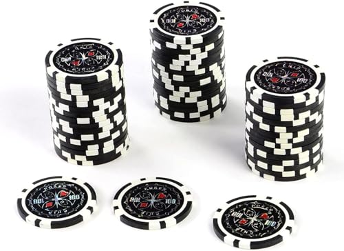 Yarsanor 50PCS Poker Chips Monte Carlo Chips, Clay 14 Gram Texas Holdem Chips, Blackjack Laser Metal Core Blackjack Poker Chips(50PCS $100)