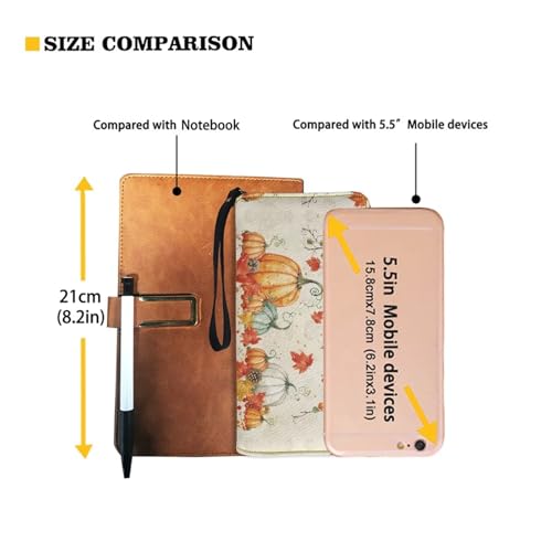 Fall Long Wallet for Women Pumpkin Maple Leaf Print Large Capacity Travel Shopping Money Wallet with Wristlet Strap Card Holder Organizer Metal Zipper Long Purse for Cash,Coin,Bill2