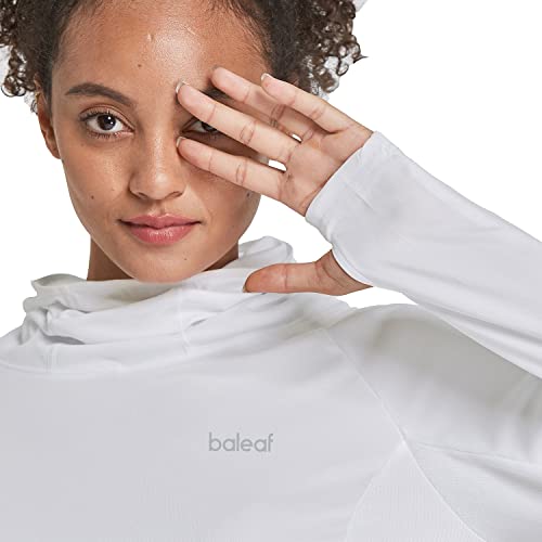 Baleaf Womens Shirt Hiking Shirts With Face Cover Neck Gaiter Upf 50+ Lightweight Quick Dry Spf Fishing Running Hoddie, 01-White, X-Large, Long Sleeve #TOP4