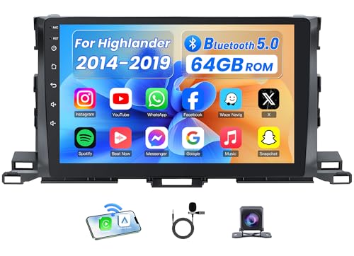 Car Radio Stereo for Toyota Highlander 2014-2019: 4 Core +