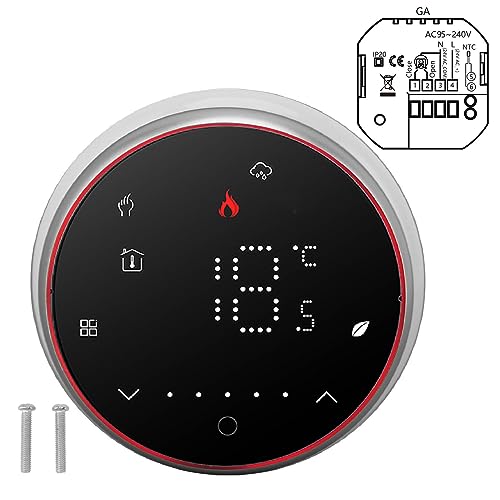 Smart termostato LED LED Programable Termostato digital redondo empotrado para el de calefacción de agua en el hogar (Negro)