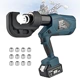 EpyGnom 60/120KN Pinze a Crimpare Idrauliche Elettriche Ricaricabile 16-300mm²/16-400mm² Elettrici Rame Alluminio Terminale Crimpatrice Pressatrice Multistrato a Batteria con Matrici EZ400