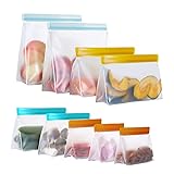 Reusable Food Storage Bags Stand Up, 9 Pack Ziplock Reusable Freezer Bags, Leakproof Storage Gallon Bags, Reusable Food Bags, Sandwich Bags, Reusable Kids Snack Bags