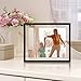 Trwcrt 4 Pack 8x10 Floating Picture Frame, Double Glass Picture Frames Display up to 10 x 12 photos for Desktop or Wall Hanging, Black