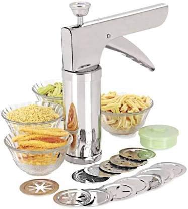 R.B.J Kitchen Utensils for Kitchen Press/Murukku/Cookies/Noodles/Indian Snacks/idiyappam/chakli/Namkeen Sev Maker Press with Stainless Steel Jaalis