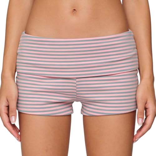 Image of KMBANGI Womens Fold Over Shorts Elastic Waist Y2k Lounge Shorts Foldover Cute Pajama Micro Bottoms Mini Shorts Sleepwear
