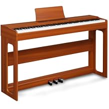 Ktaxon Digital Piano 88-Key Weighted Action Electric Piano with 3-Pedal Unit, Double Bluetooth, Split/Touch/Transpose Control FunctionsWood
