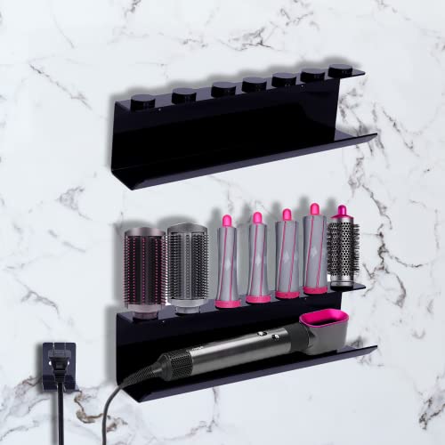 LONCHDAN Storage Holder fordyson Airwrap Curling Iron Accessories Hair Dryer Holder Acrylic Wall Mounted Stand Rack for Air Wrap Styler with Adhesive for Bedroom Bathroom Hair Salon Organizer