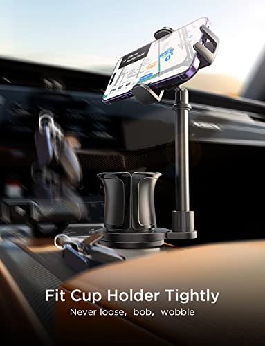 Lisen Cup Holder Expander Phone Mount For Car Tough 2-In-1 Cup Phone Holder For Car Mount, Adjustable Base & Clamp Cell Phone Holder For Car Fit Car, Truck, Suv, Tesla, Fit All Iphone & Android #TOP5
