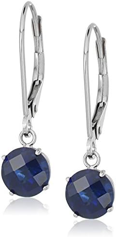 Amazon Collection 925 Sterling Silver 6mm Round Gemstone Dangle Earrings for Women with Leverbacks