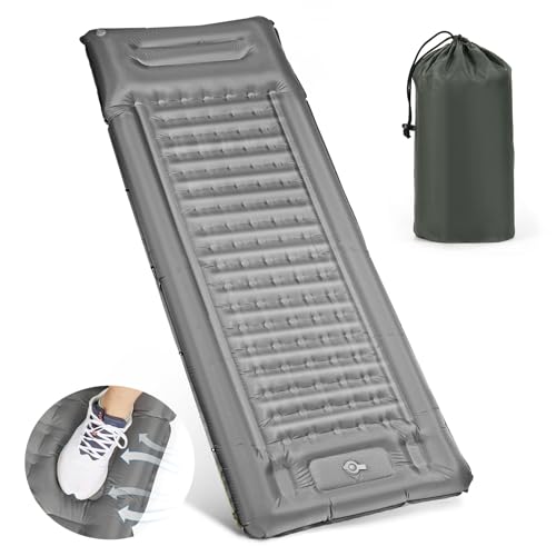 Mooklin Roam Esterilla Camping Autoinflable, Colchón De Aire Hinchable Plegable 12cm De Espesor, Colchoneta Inflable De Dormir Con Bomba De Pie, Ultraligero Para Senderismo Playa Viaje En Coche