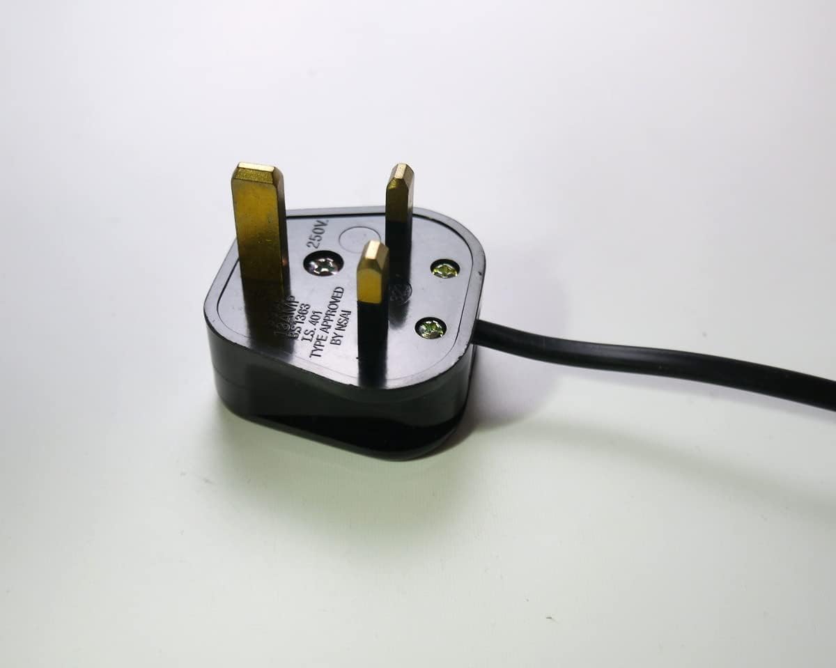 UK 3 Pin Top Plug with Fuse for UK, Ireland, Cyprus, Malaysia, Singapore, Hong Kong (13A, 250V, Pack of 2)