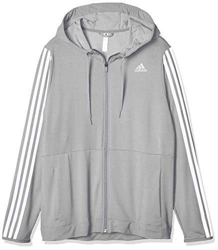 Preisvergleich Produktbild adidas Damen 3-Streifen Training Kapuzenjacke, Medium Grey Heather, XL
