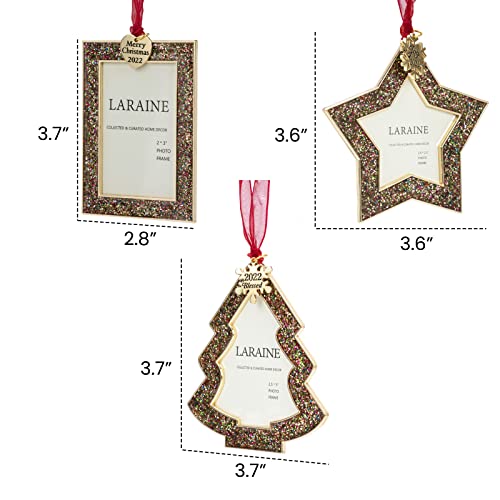 2022 Christmas Tree Ornaments Set 3 Pieces- Made Of Zinc Alloy Glitter Powder Pendant 2.5 Inch Picture Frame For Pet And Baby Holiday Keepsake Gift(Colorful-1) #TOP4