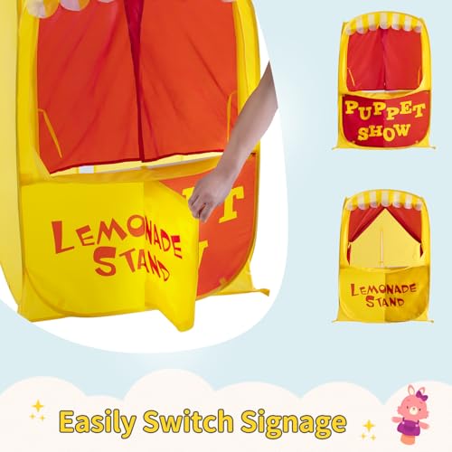 image for Alvantor Pop Up Puppet Show Theater & Lemonade Stand, Pretend Playhous