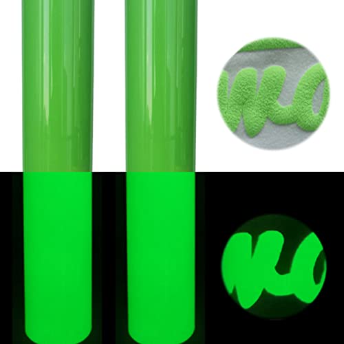 3D Puff Heat Transfer Vinyl Sheets 12"X 10" Glow In The Dark Foaming Htv Luminous Fluorescent Press Film Iron On Vinyl Color Changing For T-Shirt Clothes Textile Fabric (Green) #TOP2