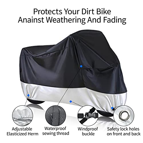 URLWALL Motorcycle Dirt Bike Cover All Season for Sur Ron Ultra Bee, Waterproof Sun Outdoor Protection Durable Cover with Storage Bag & Safety Lock Holes - Thumbnail 3