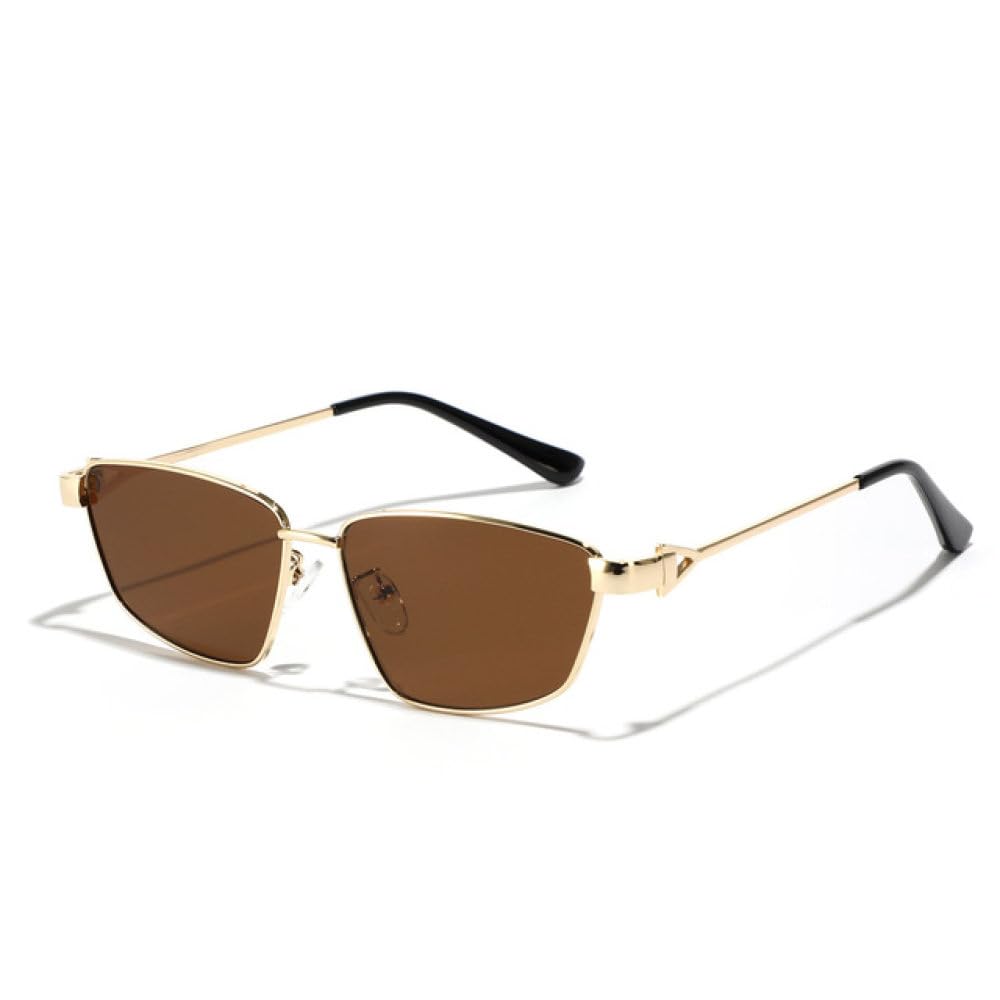 LVTFCO Gafas de sol cuadradas de Metal para mujer y hombre, gafas de sol tipo ojo de gato de lujo, gafas de sol pequeñas de oro negro Retro a la moda para mujer